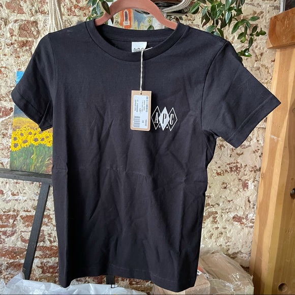 A.P.C. Jessie graphic short sleeve tee - black with diamond retro logo XS NWT